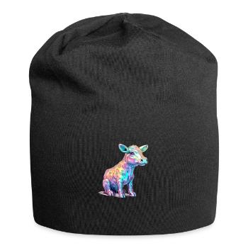 Riko, das bunte Kalb - Jersey-Beanie - Schwarz - Vorne