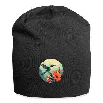 Flatternder Kolibri - Jersey-Beanie - Schwarz - Vorne