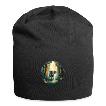Éléphant de la forêt tropicale - Bonnet en jersey - noir - Devant