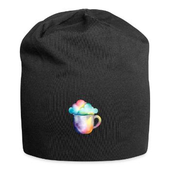 Regenbogenkaffee mit Wolke - Jersey-Beanie - Schwarz - Vorne