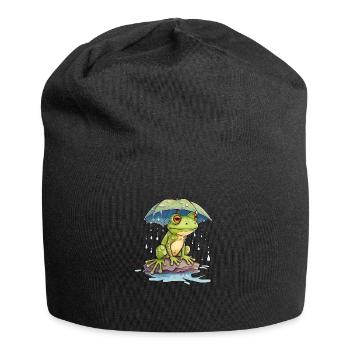 Fresh finds shelter under an umbrella - Jersey Beanie - black - Front