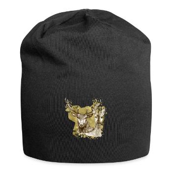 Rehe und Rehe - Jersey-Beanie - Schwarz - Vorne