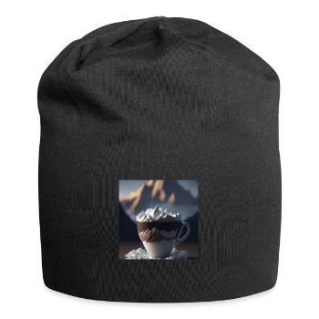 Tolle Tasse Kaffee, ungewöhnliches Design - Jersey-Beanie - Schwarz - Vorne