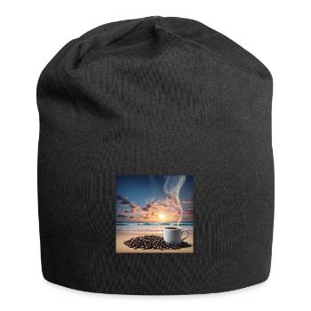 Tolle Tasse Kaffee, ungewöhnliches Design - Jersey-Beanie - Schwarz - Vorne
