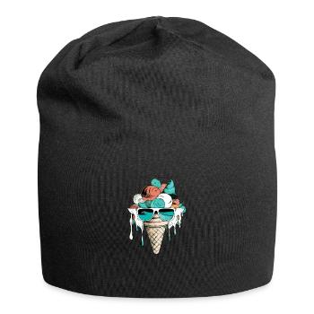 Erdbeer-Minz-Vanille-Eis - Jersey-Beanie - Schwarz - Vorne