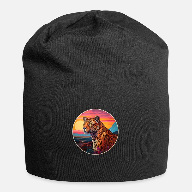 Leopard - Jersey Beanie - black