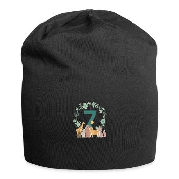 7-jähriges Jubiläum - siebenjähriges Jubiläum Tiere - Jersey-Beanie - Schwarz - Vorne
