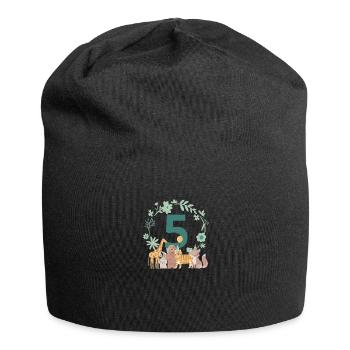 5-jähriges Jubiläum - Tiere zum fünften Jubiläum - Jersey-Beanie - Schwarz - Vorne