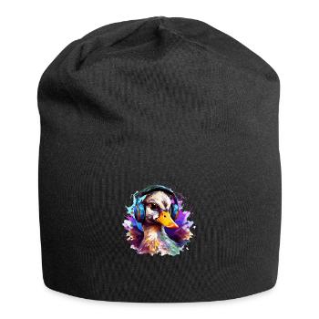 Funky Ente mit Kopfhörer Graffiti-Style - Jersey-Beanie - Schwarz - Vorne