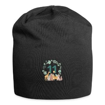 11-jähriges Jubiläum - Tiere zum elften Jubiläum - Jersey-Beanie - Schwarz - Vorne
