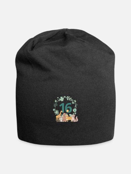 16e anniversaire - anniversaire animaux - Bonnet en jersey - noir