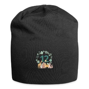 12e anniversaire - douzième anniversaire animaux - Bonnet en jersey - noir - Devant
