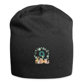 9. Jubiläum - Tiere zum neunten Jubiläum - Jersey-Beanie - Schwarz - Vorne