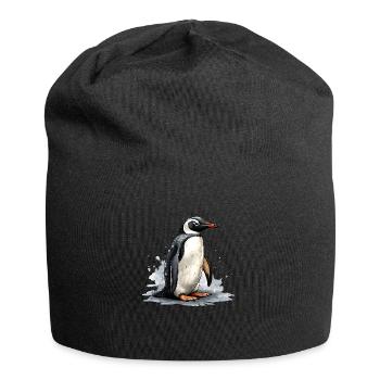 Pinguin auf Eisscholle - Jersey-Beanie - Schwarz - Vorne