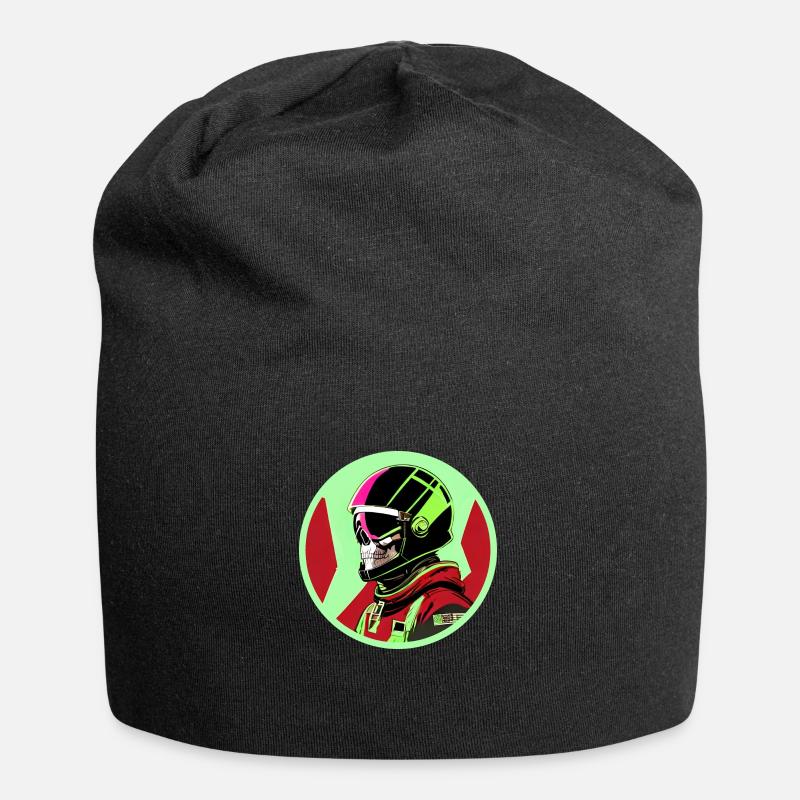 Schädel in einem Helm - Jersey-Beanie - Schwarz