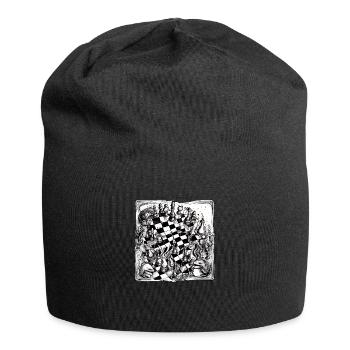 Abstraction échiquéenne n°2 - Bonnet en jersey - noir - Devant