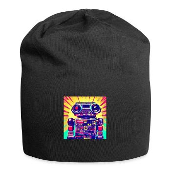 Pop Art Style Roboter aus einer Stereo Anlage - Jersey-Beanie - Schwarz - Vorne