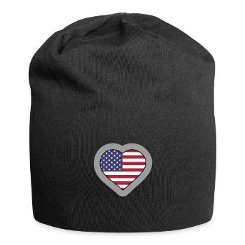 Cœur des États-Unis - Bonnet en jersey - noir - Devant