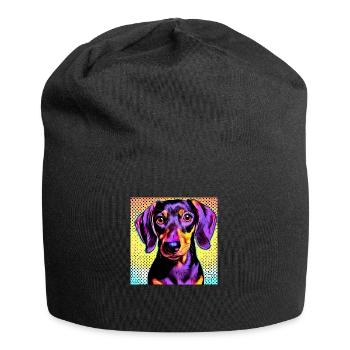 Teckel Pop Art - Bonnet en jersey - noir - Devant
