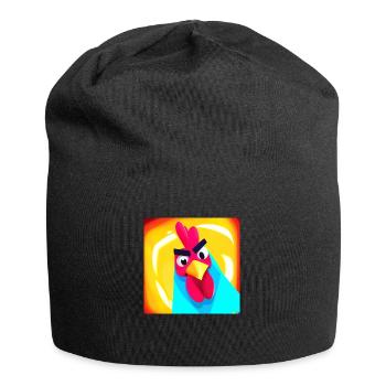 "Majesté Bleue: Le Coq Courageux - Bonnet en jersey - noir - Devant