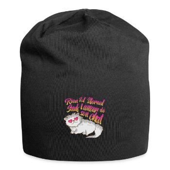 Rien est éternel sauf l'amour de son chat miaou - Bonnet en jersey - noir - Devant