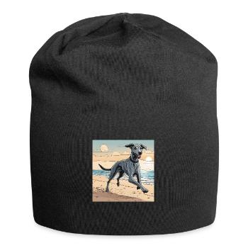 Lurcher on the Beach - Jersey Beanie - black - Front