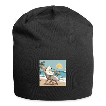 Eisbär bei Sonnenuntergang - Jersey-Beanie - Schwarz - Vorne