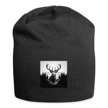Schwarz Weiß Hirsch - Jersey-Beanie - Schwarz - Vorne
