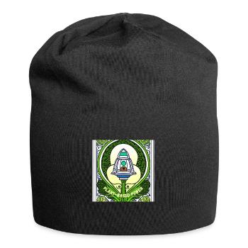 Brokkoli im Jugendstil auf pflanzlicher Basis - Jersey-Beanie - Schwarz - Vorne