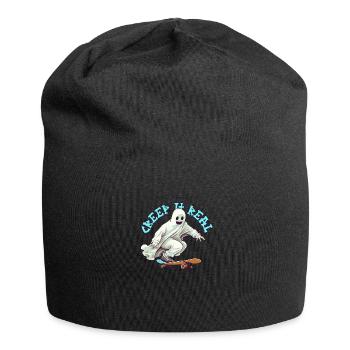 Drôle de fantôme de skateboard avec jeu de mots d’Halloween - Bonnet en jersey - noir - Devant