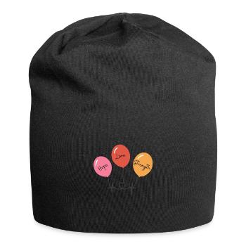 "Hope, Love and Strength" - Werte die beflügeln - Jersey-Beanie - Schwarz - Vorne