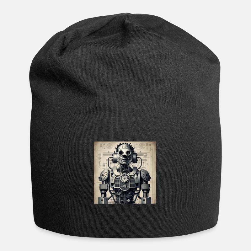 Briefmarke10 - Jersey-Beanie - Schwarz