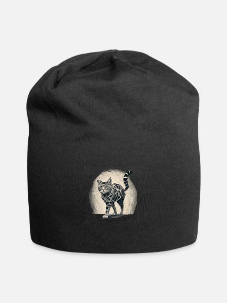 Geo_Katze_3 - Jersey-Beanie - Schwarz