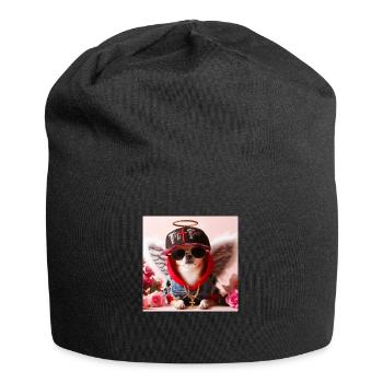 Chihuahua Cool Dog with Angel Wings HipHop - Jersey Beanie - black - Front