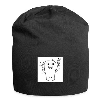 black and white tooth - Jersey Beanie - black - Front