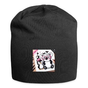 Koala et pingouin - Bonnet en jersey - noir - Devant