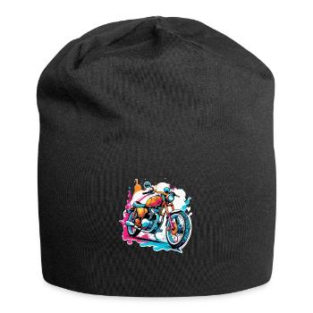 moto vintage style retro - graffiti - Bonnet en jersey - noir - Devant