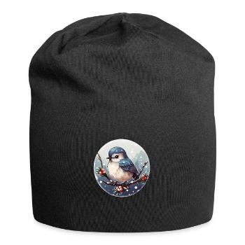 Süße Meise im Winter - Jersey-Beanie - Schwarz - Vorne