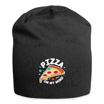 Pizza in meinem Kopf - Jersey-Beanie - Schwarz - Vorne