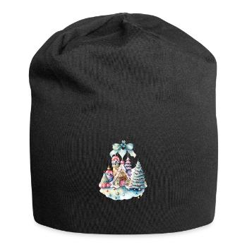 sanfte Pastell- Winterlandschaft 💕 - Jersey-Beanie - Schwarz - Vorne