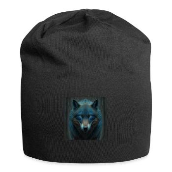 Blauer Wolf im Wald - Jersey-Beanie - Schwarz - Vorne