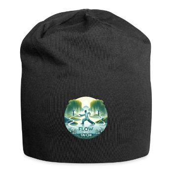 "Flow with Tai Chi" - Tranqu Tai Chi Design - Jersey Beanie - black - Front