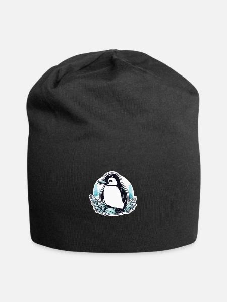 Pinguin Weihnachten Illustration - Jersey-Beanie - Schwarz