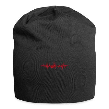 Lustiger Holzfäller-Herzschlag - Jersey-Beanie - Schwarz - Vorne