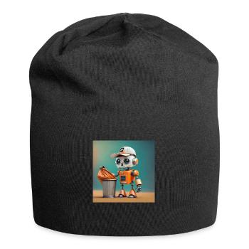mignon petit robot vintage futuriste orange - Bonnet en jersey - noir - Devant