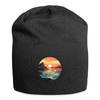 Sonnenuntergang am Morgen - Jersey-Beanie - Schwarz - Vorne