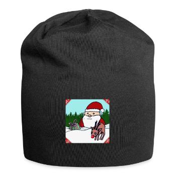 Frohe Weihnacht - Jersey-Beanie - Schwarz - Vorne