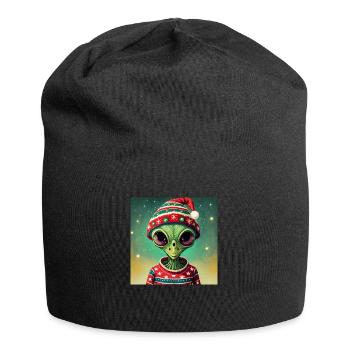 Alien trägt einen hässlichen Weihnachtspullover - Jersey-Beanie - Schwarz - Vorne