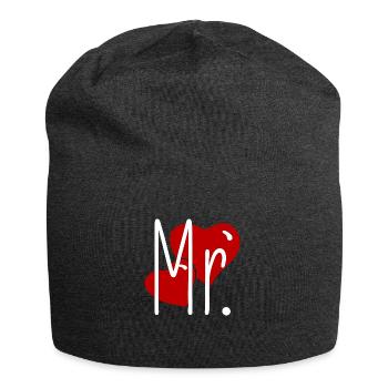Partnerlook Mr and Mrs Valentinstag Passendes Paar - Jersey-Beanie - Anthrazit - Vorne