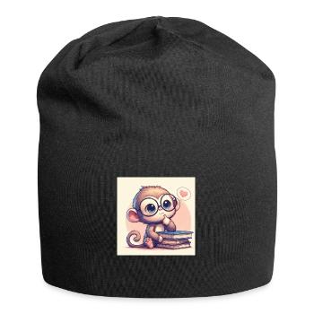 Affe nachdenklich - Jersey-Beanie - Schwarz - Vorne